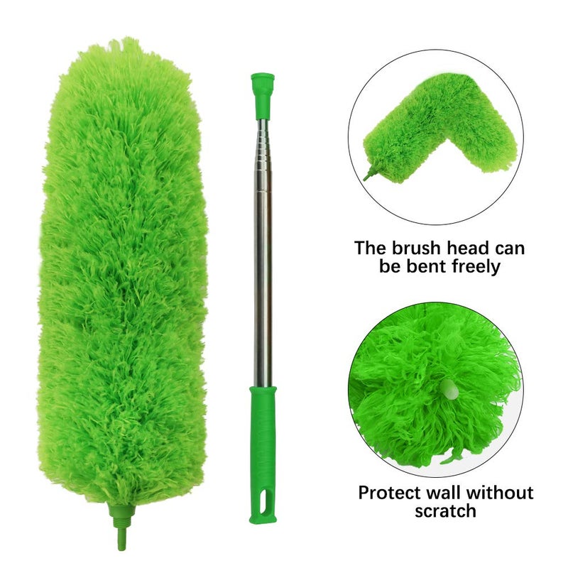 DELUX Microfiber Feather Duster Extendable Duster with 100 inches Extra Long Pole, Bendable Head & Long Handle Dusters for Cleaning Ceiling Fan, High Ceiling, Blinds, Furniture & Cars Green - Image 3